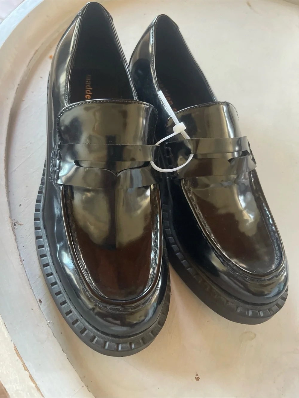 Madden Girl Black Patent Platform Loafers